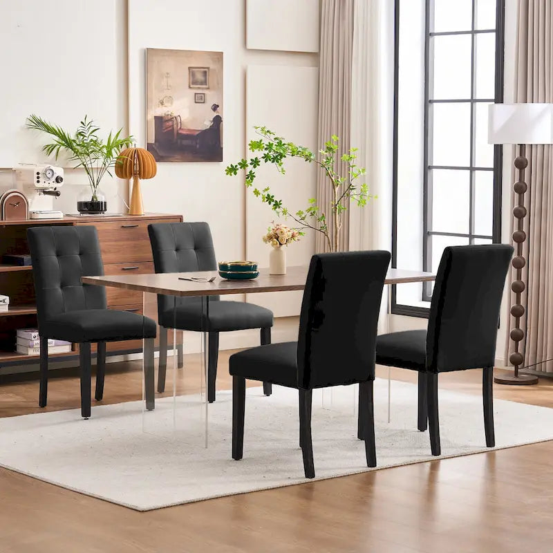 Esszimmerstühle mit Tufting und Kunstlederbezug, 2er-Set