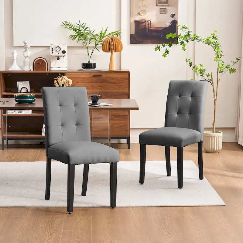 Esszimmerstühle mit Tufting und Kunstlederbezug, 2er-Set