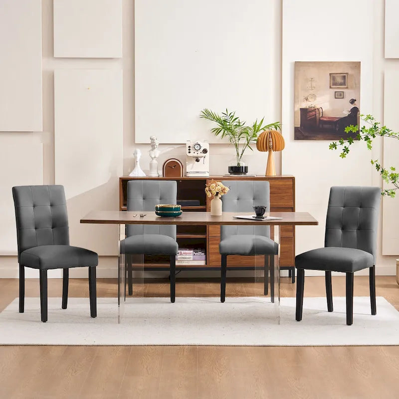 Esszimmerstühle mit Tufting und Kunstlederbezug, 2er-Set