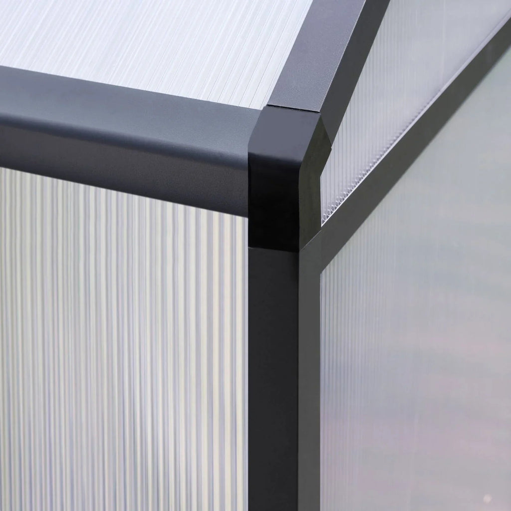 VEIKOUS Aluminium-Gewächshaus-Bausatz mit begehbarem Garten, verstellbarer Dachluke und abschließbarer Tür, Grau