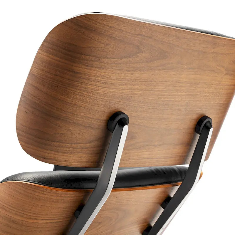 Loungesessel und Ottoman aus Top-Grain-Leder mit Nussbaumholz