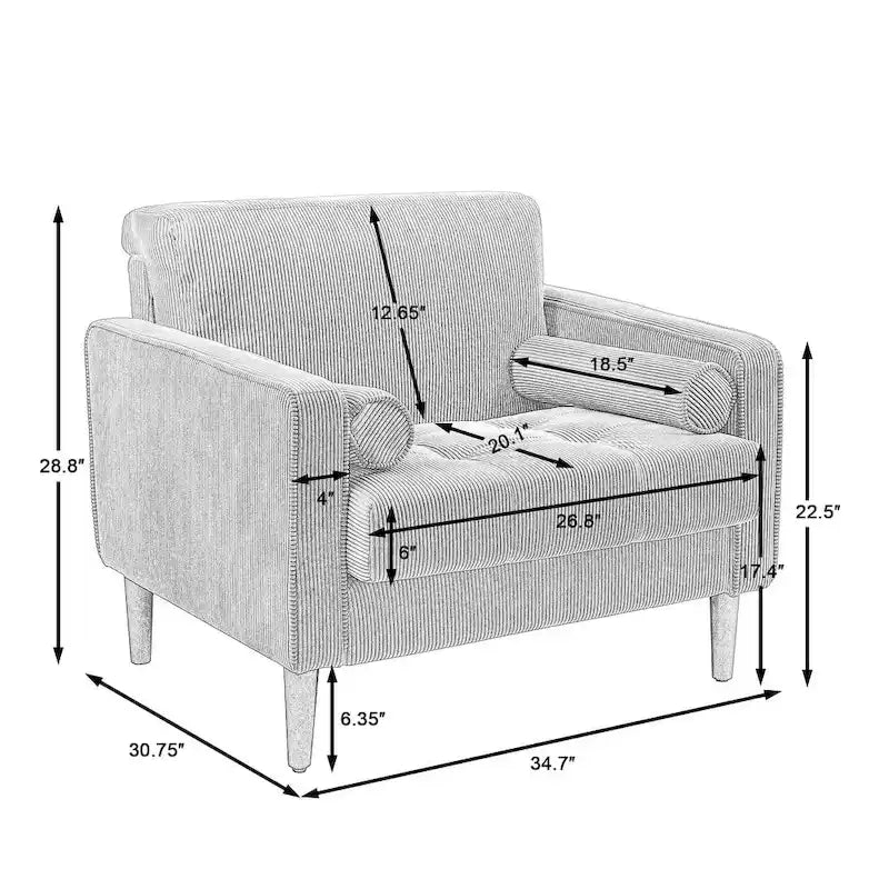 Moderne Polster-Akzentstühle, Cord-Breitsessel für Wohnzimmer