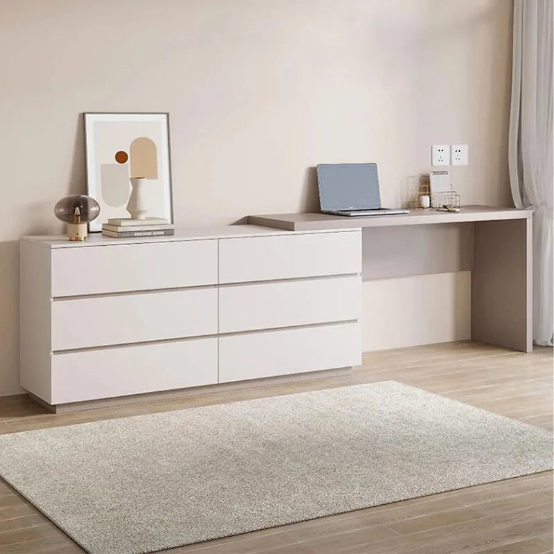 97,63  Modernes, erweiterbares Homeoffice-Schreibtisch-Kommoden-Set mit 6 Schubladen