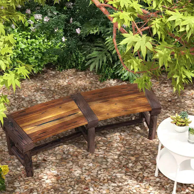 Outsunny Gartenbank aus Holz, halbkreisförmige Baum-Sitzbank für den Außenbereich, runde Baumbank