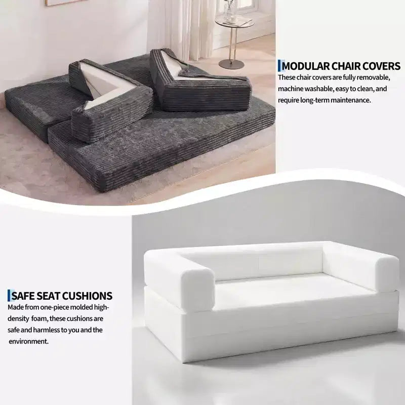 80,7" 5-in-1 ausklappbares Schlafsofa ??Kordsamt, 544 kg, keine Montage erforderlich