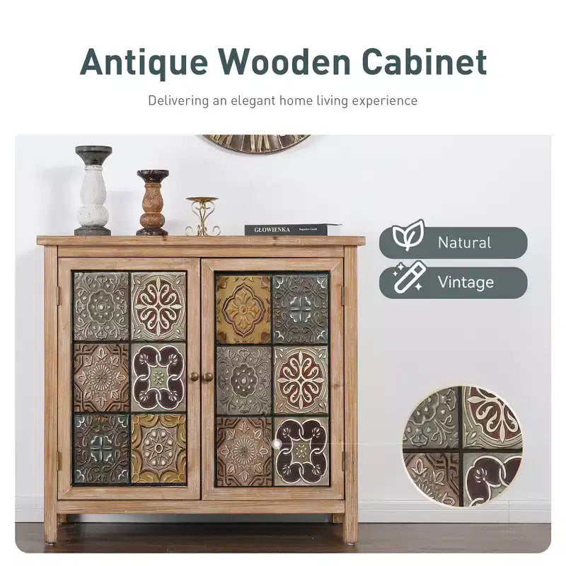 Captiva Designs Akzentschrank mit Used-Look-Karomuster und 2 Türen für Flur und Wohnzimmer