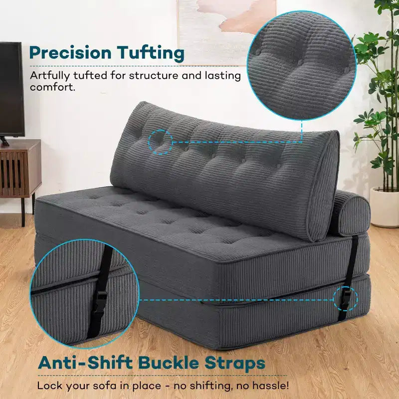 WARMOUNTS Klappbares Schlafsofa mit verstellbarer Rückenlehne, wandelbares Queen-Size-Schlafsofa für Wohnzimmer & Büro