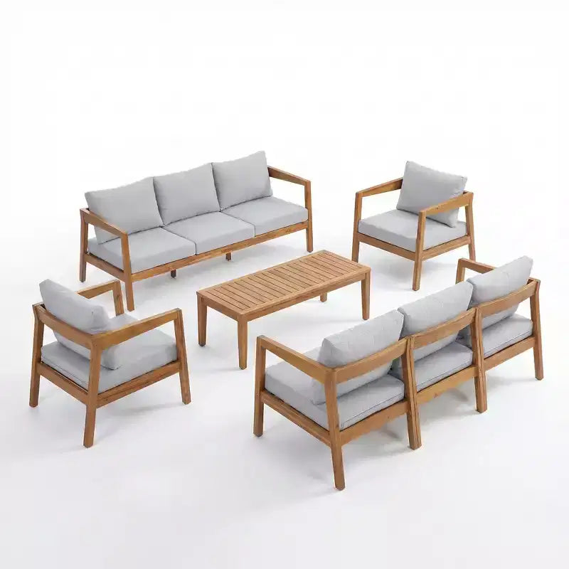 ModernLuxe 4/5-teiliges Akazienholz-Terrassenmöbel-Sofa-Set, Outdoor-Sitzgruppe mit Couchtisch für Veranda/Garten/Balkon