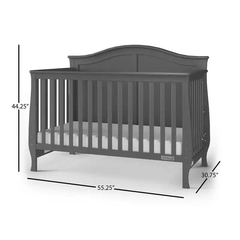 4-in-1-Wandlungsfähiges Babybett, wandelbar zum Tagesbett, Kleinkindbett und Full-Size-Bett, 3 Matratzenpositionen, babyfreundliche Oberflächenbeschichtung