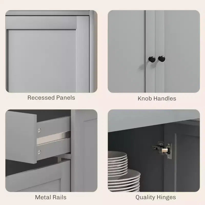 HOMCOM Sideboard-Buffetschrank mit Stauraum, moderner Küchenschrank mit 4 Türen, 2 Schubladen und 2 verstellbaren Einlegeböden, Kaffeebar-Schrank