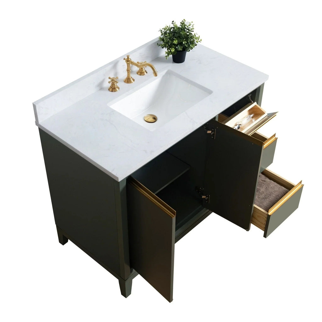 Vanity Art Badezimmerschrank mit Keramikwaschbecken und Platte aus technischem Marmor