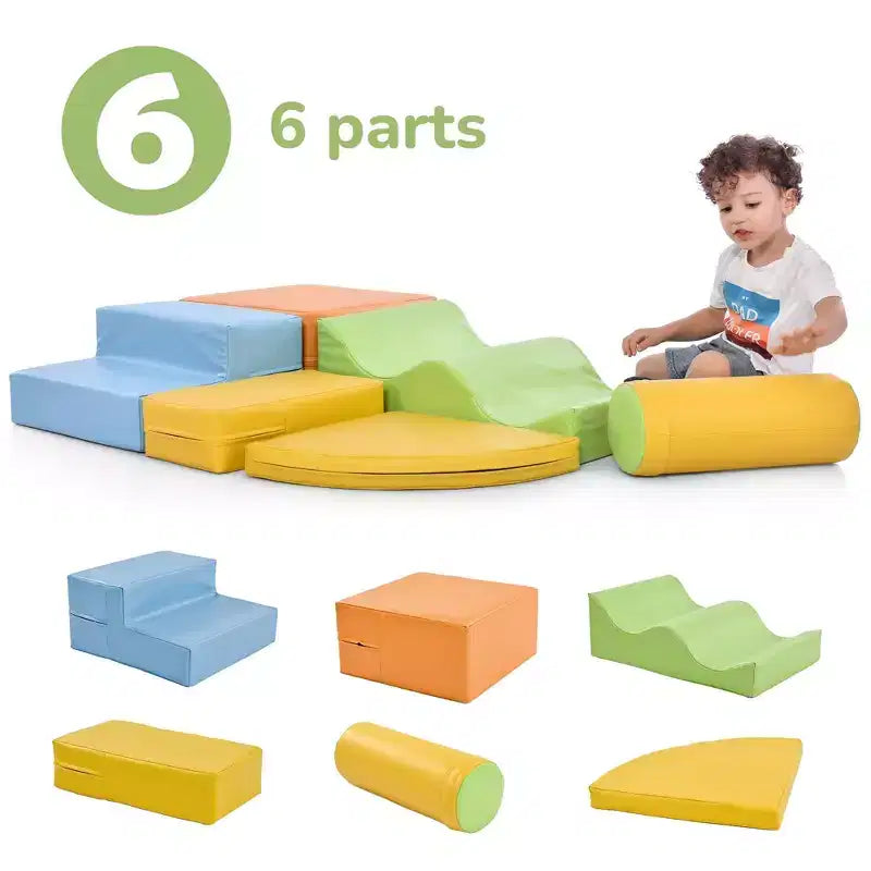 6-in-1-Kletter- und Krabbelspielset für Kleinkinder, Indoor-Spielgerät für aktives Spielen, Kletter- und Krabbelspielzeug, Turngerät für Jungen und Mädchen, bunt