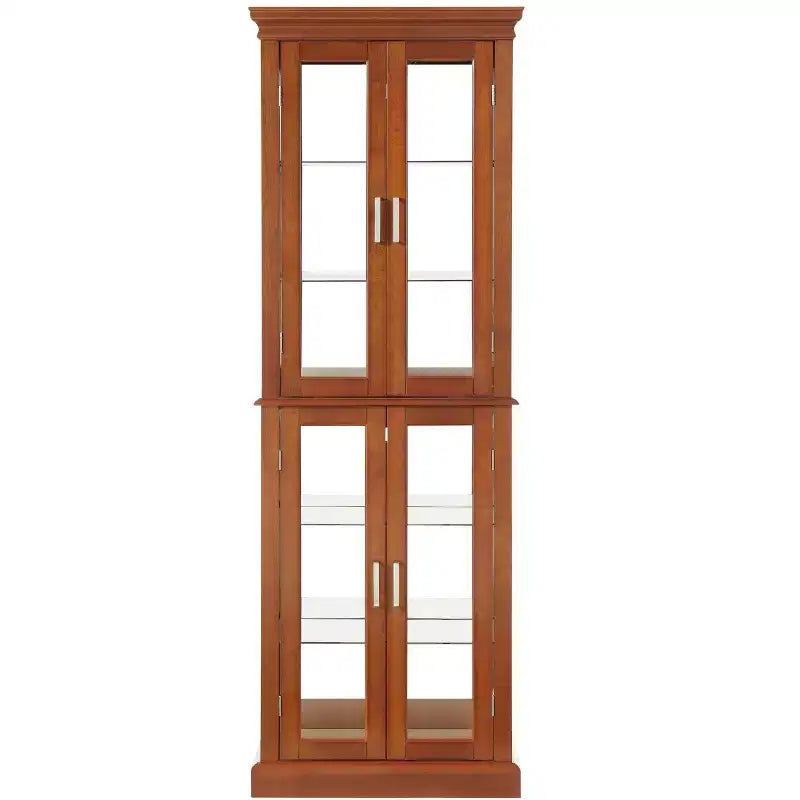 Vitrine, Wohnvitrine mit 6 verstellbaren Einlegeböden und Türen aus gehärtetem Glas, hoher Schrank für Wohnzimmer, Schlafzimmer