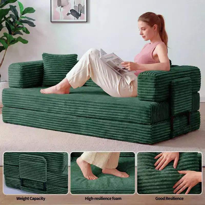 80,7" 5-in-1 ausklappbares Schlafsofa ??Kordsamt, 544 kg, keine Montage erforderlich