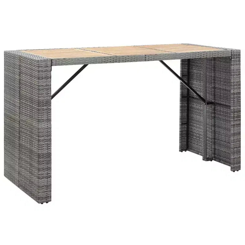 vidaXL Terrassenbar-Set 7-teilig Outdoor-Bartisch und Barstühle aus schwarzem Poly Rattan