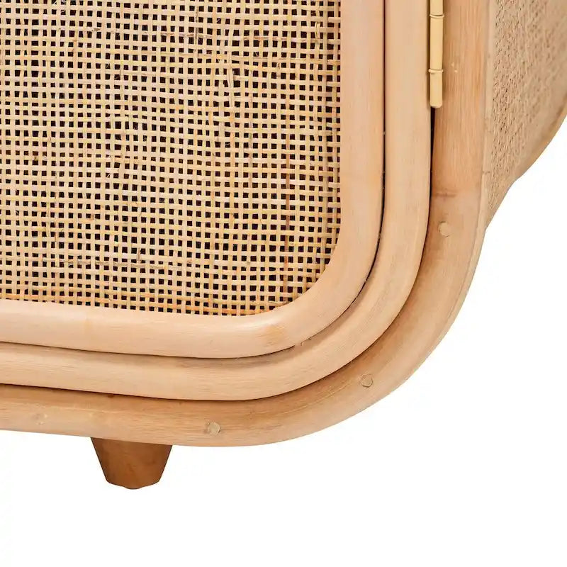 Evania Bohemian Natur-Rattan-Schrank mit 3 Türen