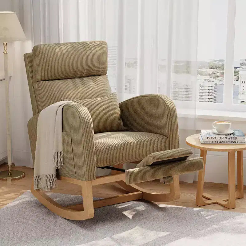 Moderner Schaukelstuhl mit Kissen & Seitentaschen, für Wohnzimmer, Schlafzimmer