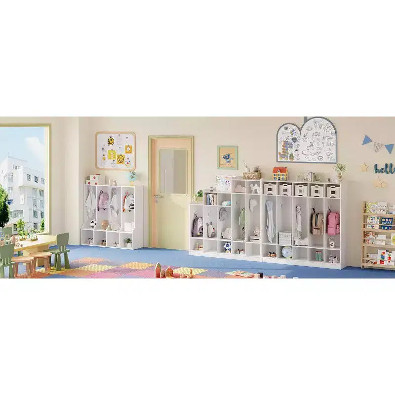 Acekool 4-teilige Kinder-Garderobe mit 4 Fächern & 8 Haken für Klassenzimmer, Kinderzimmer & Zuhause