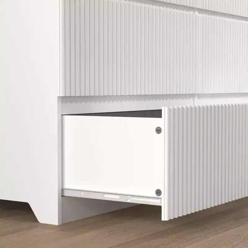 6-Schubladen-Kommode fürs Schlafzimmer, 47W geriffelte Kommode, hölzerne Kommode und TV-Ständer, Aufbewahrungsorganizer für Kleidung fürs Schlafzimmer, den Flur oder den Eingangsbereich