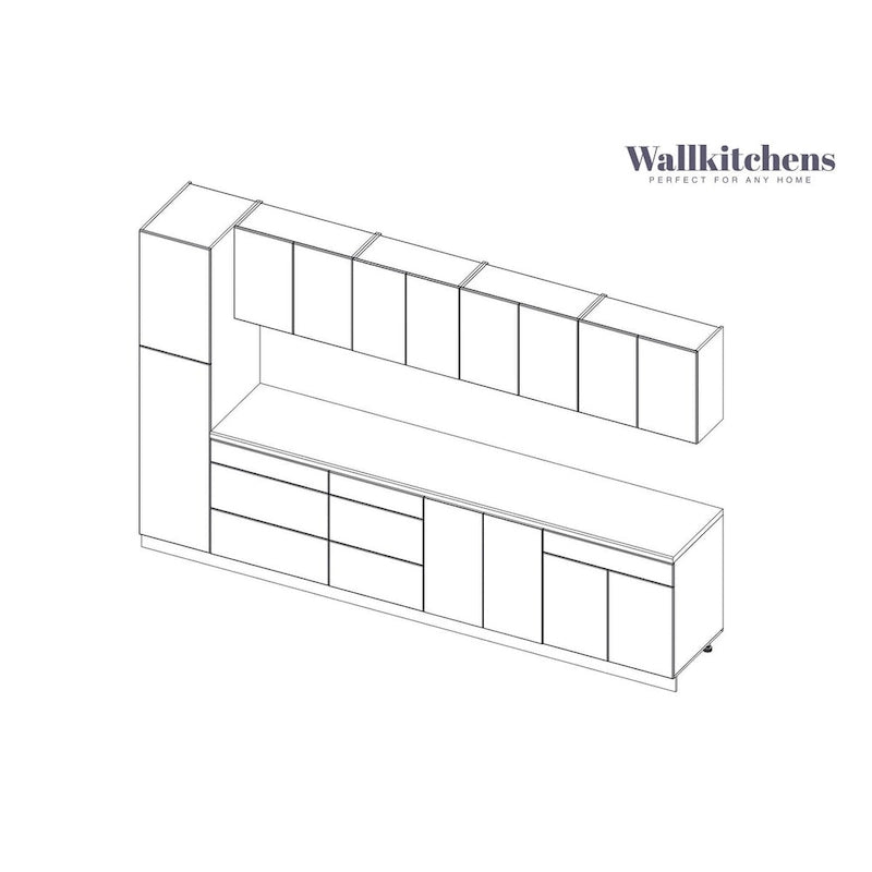 Küchen-Kollektion Elegant, schwarze Basis, Größe 11 Fuß breit - 135x24