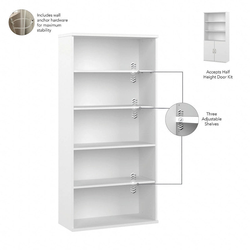 Hohes 5-stufiges Bücherregal mit Türen