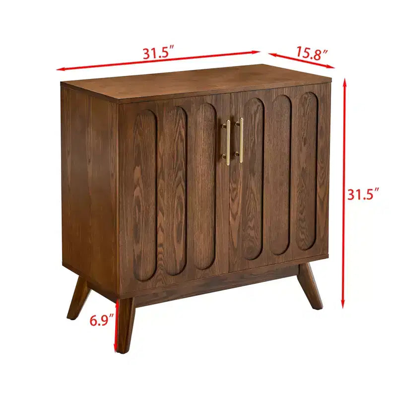 MAYEERTY Geriffeltes Sideboard Buffetschrank mit Regalen und Massivholzbeinen für Wohnzimmer und Esszimmer