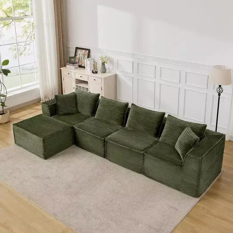 107/ 137 modulares Cloud-Sofa-Element, tiefes, rahmenloses Sofa, wandelbares, bequemes Bodensofa mit Hockern und Memory-Schaumstoff
