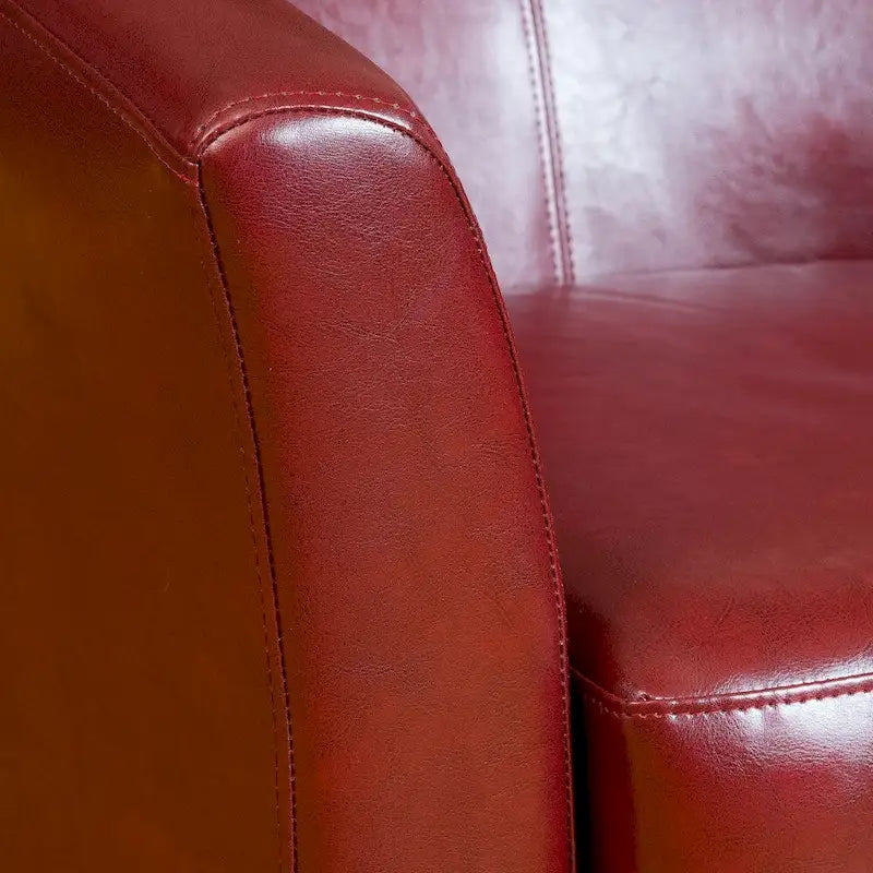 Clubsessel aus gebundenem Leder in Ochsenblutrot von Christopher Knight Home