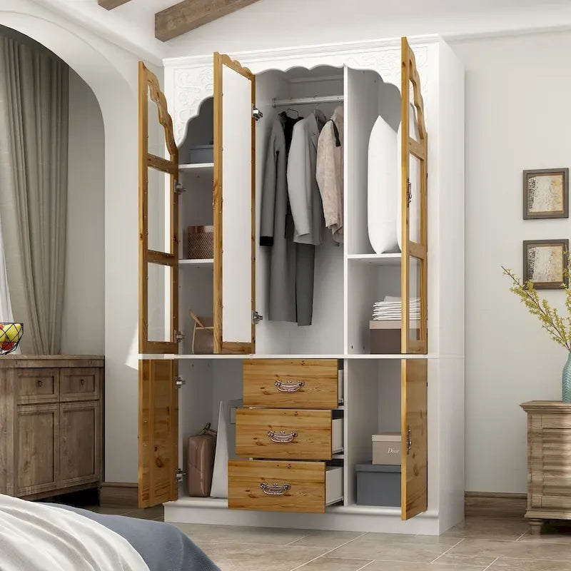 Vintage-inspiriertes zweiteiliges Kleiderschrank-Set mit Metallakzenten