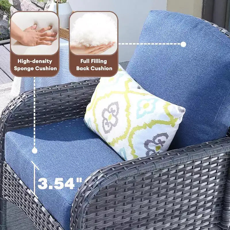 HOMLUX 2er-Set Terrassenstühle aus Korbgeflecht, wetterfeste Rattanstühle mit hoher Rückenlehne für den Außenbereich