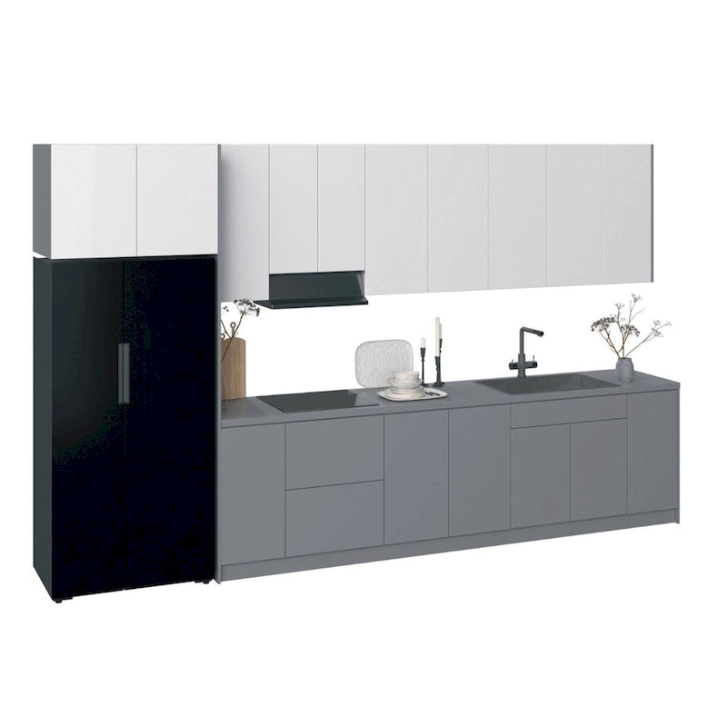 Küche Timeless Kollektion Grau & Weiß Hochglanz Farbbasis Größe 13Ft Breite - 157x24