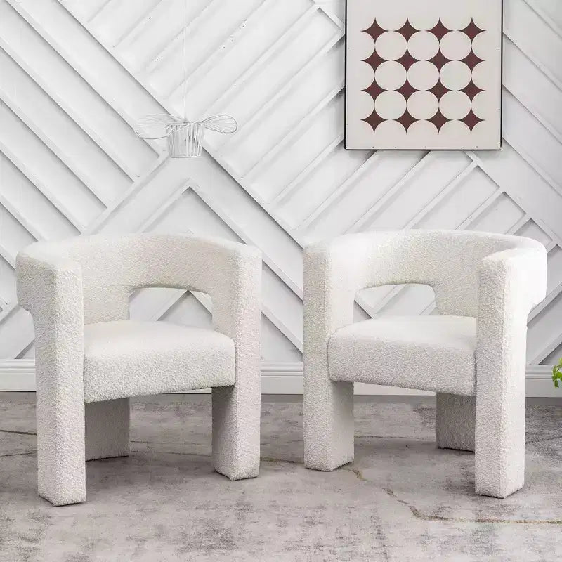 2er-Set 28 breite Polster-Sessel mit Bouclé-Bezug – Kinwell