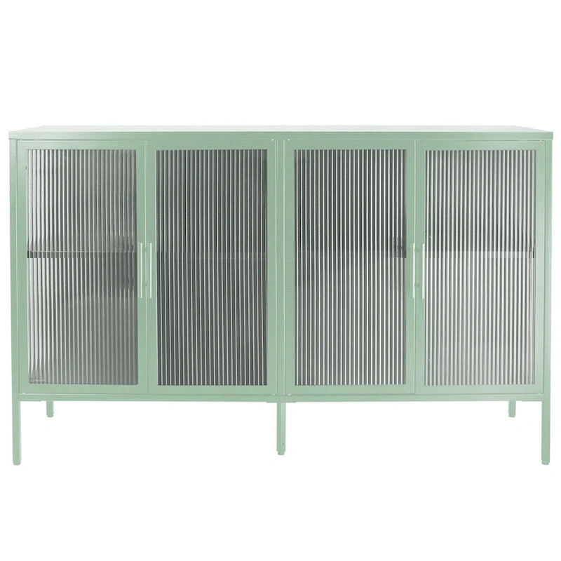 Stilvoller 4-türiger Vitrinenschrank aus gehärtetem Glas, 4 Glastüren, verstellbares Einlegeboden