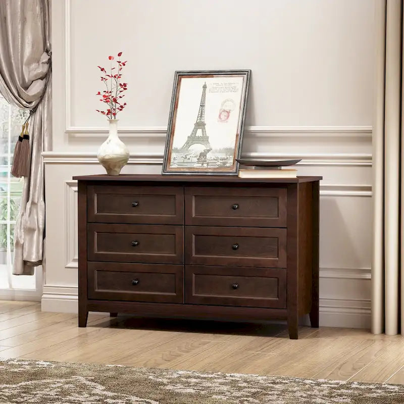 Kommode aus Massivholz mit sprühlackierten Schubladen, Buffetschrank, Sideboard mit Schließfächern, Anrichte, Konsolentisch mit Schließfächern