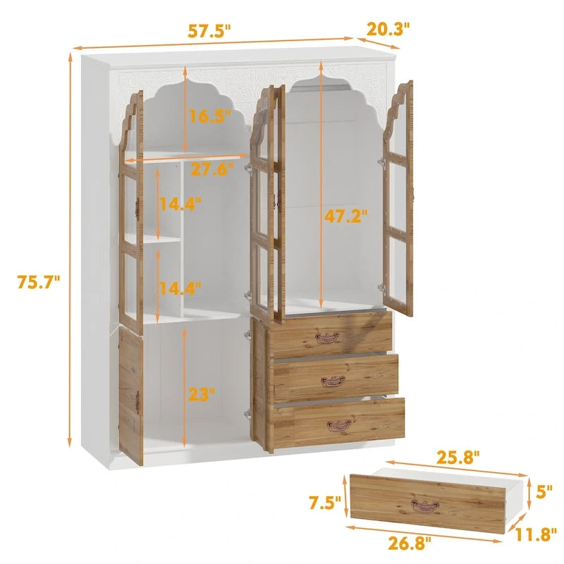 Vintage-inspiriertes zweiteiliges Kleiderschrank-Set mit Metallakzenten