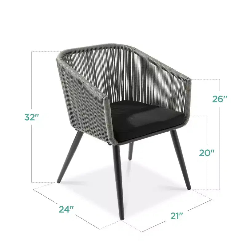 Best Choice Products Set aus 2 Outdoor-Esszimmerstühlen für die Terrasse, Sitzfläche aus geflochtenem Korbgeflecht, Belastbarkeit: 113 kg