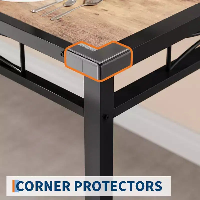 Essgruppe für 4 Personen, Holztisch für die Küche mit 4 gepolsterten Stühlen, 4er-Set Küchenstühle mit Stoßwinkel für kleine Räume, Küchenbereich