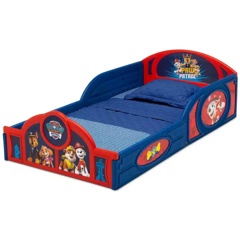 Delta Children Kinderbett aus Kunststoff für Kleinkinder zum Schlafen und Spielen mit integrierten Absturzsicherungen – PAW Patrol