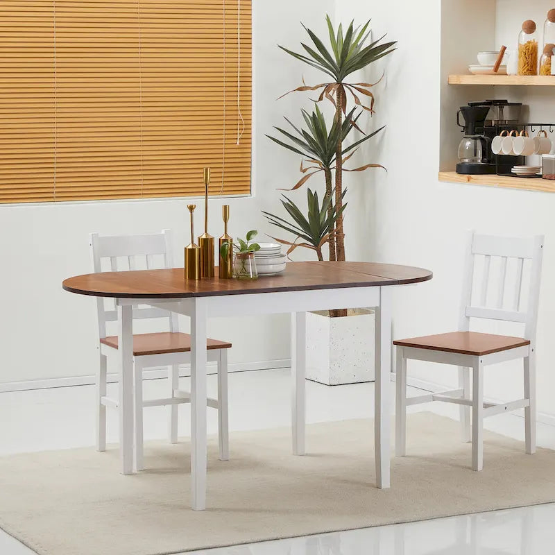 HOMCOM 55 cm Massivholz-Küchentisch, Klapptisch für kleine Räume, ausklappbarer Esstisch