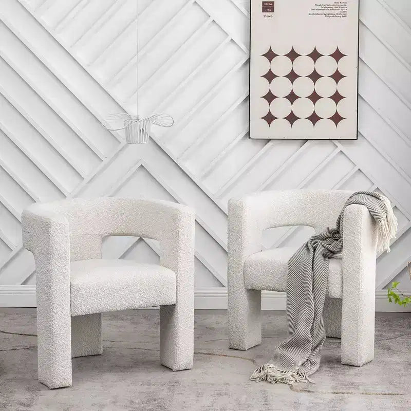 2er-Set 28 breite Polster-Sessel mit Bouclé-Bezug – Kinwell