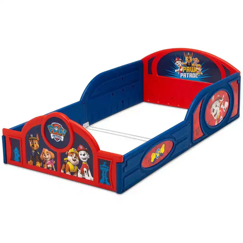 Delta Children Kinderbett aus Kunststoff für Kleinkinder zum Schlafen und Spielen mit integrierten Absturzsicherungen – PAW Patrol