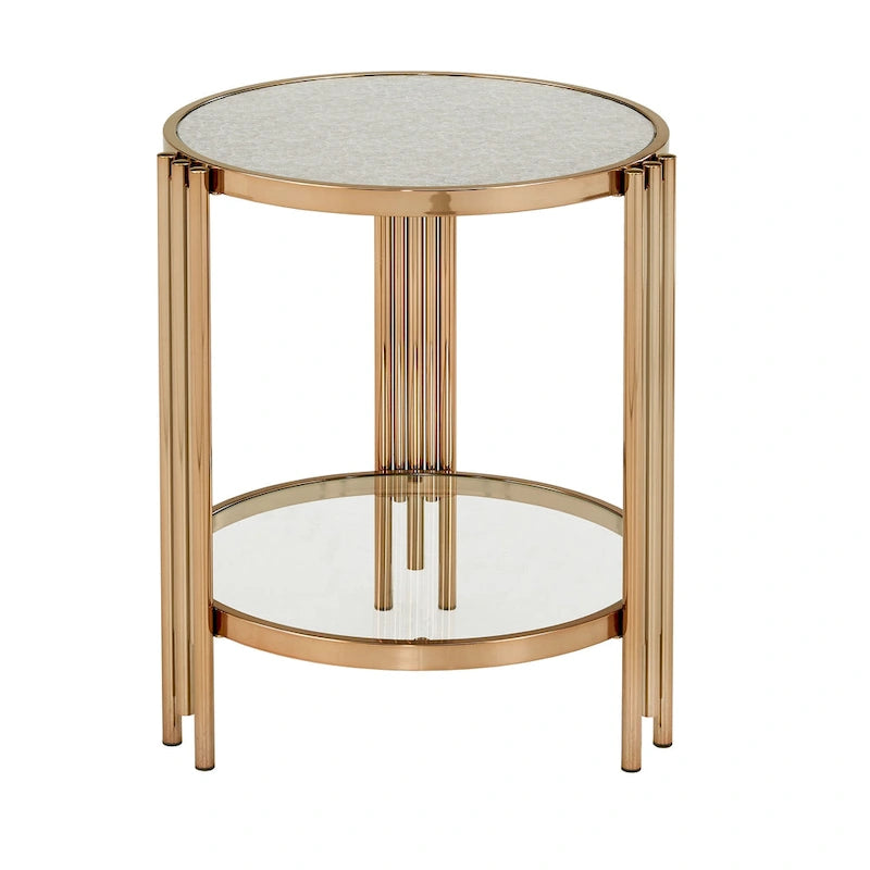Bruges Couchtisch mit Strukturglas, champagnergoldenes Finish, mit Ablage von iNSPIRE Q Bold