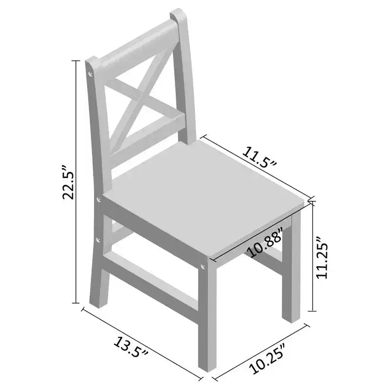 eHemco Kinder-Tisch- und Stuhlset aus massivem Hartholz (4 Stühle inklusive), 5-teiliges Set