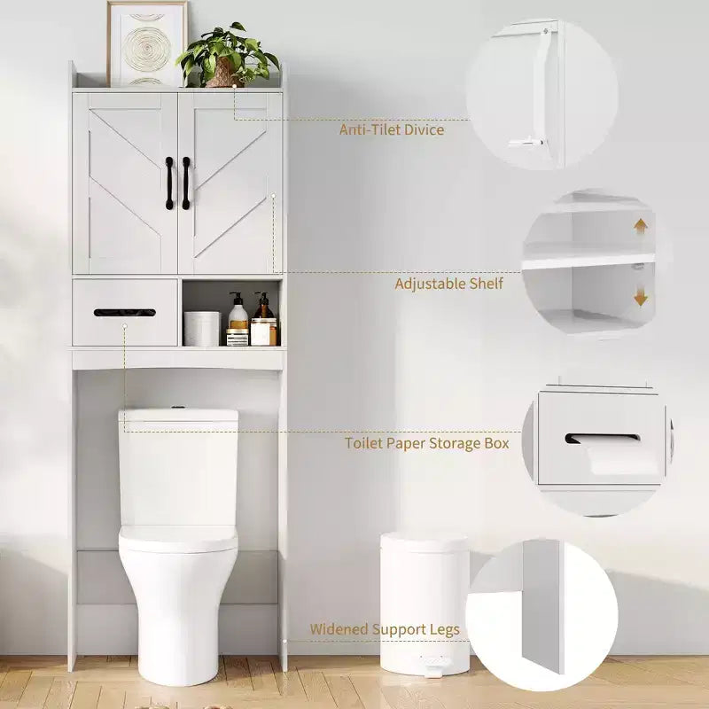 Toiletten-Überbauschrank, freistehender Badezimmer-Organizer für Bad, Toilette und Waschküche
