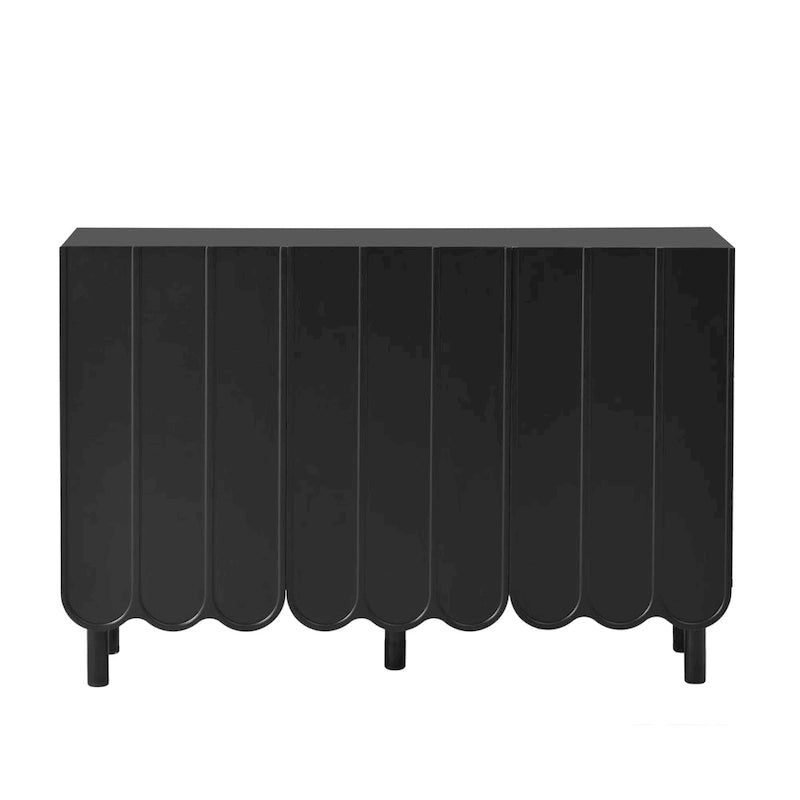 Minimalistischer Schuhschrank im Cream-Stil mit 5 Massivholzbeinen, Sideboard-Buffetschrank mit verstellbaren Einlegeböden