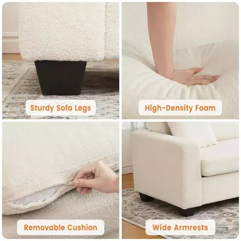 83W Modernes 3-Sitzer-Sofa mit tiefer Sitzfläche, weichem Stoff, breiter Armlehne, abnehmbarem, waschbarem Kissenbezug
