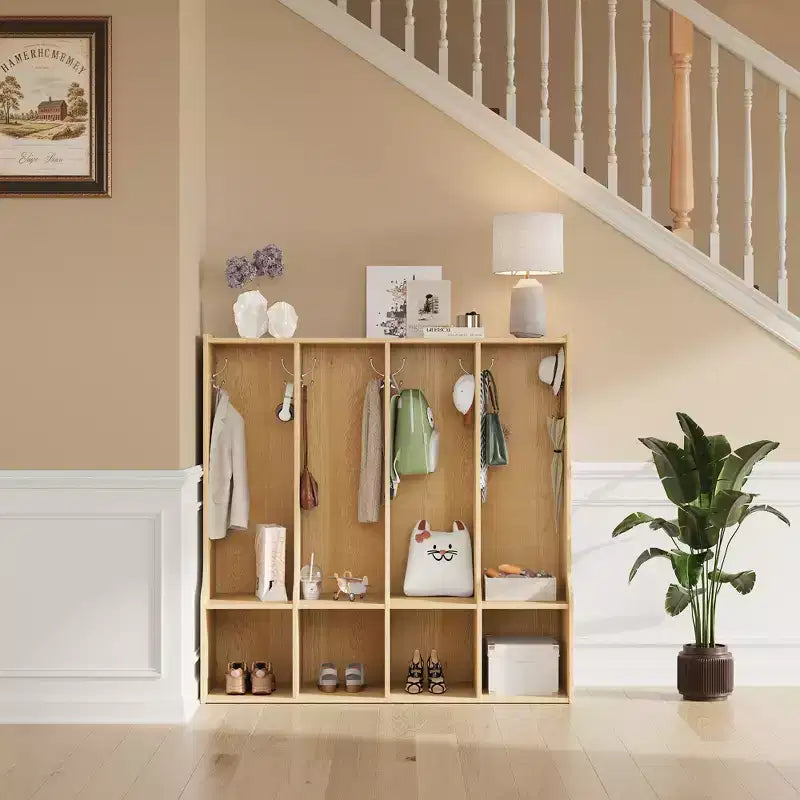 Acekool 4-teilige Kinder-Garderobe mit 4 Fächern & 8 Haken für Klassenzimmer, Kinderzimmer & Zuhause