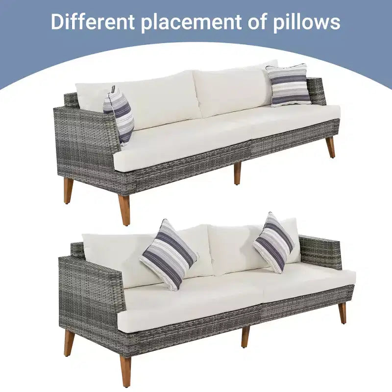 Whisen 6-teiliges Allwetter-PE-Geflecht-Sofaset, Outdoor-Rattan-Sofa mit Doppelkissen