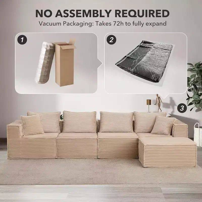 107/ 137 modulares Cloud-Sofa-Element, tiefes, rahmenloses Sofa, wandelbares, bequemes Bodensofa mit Hockern und Memory-Schaumstoff