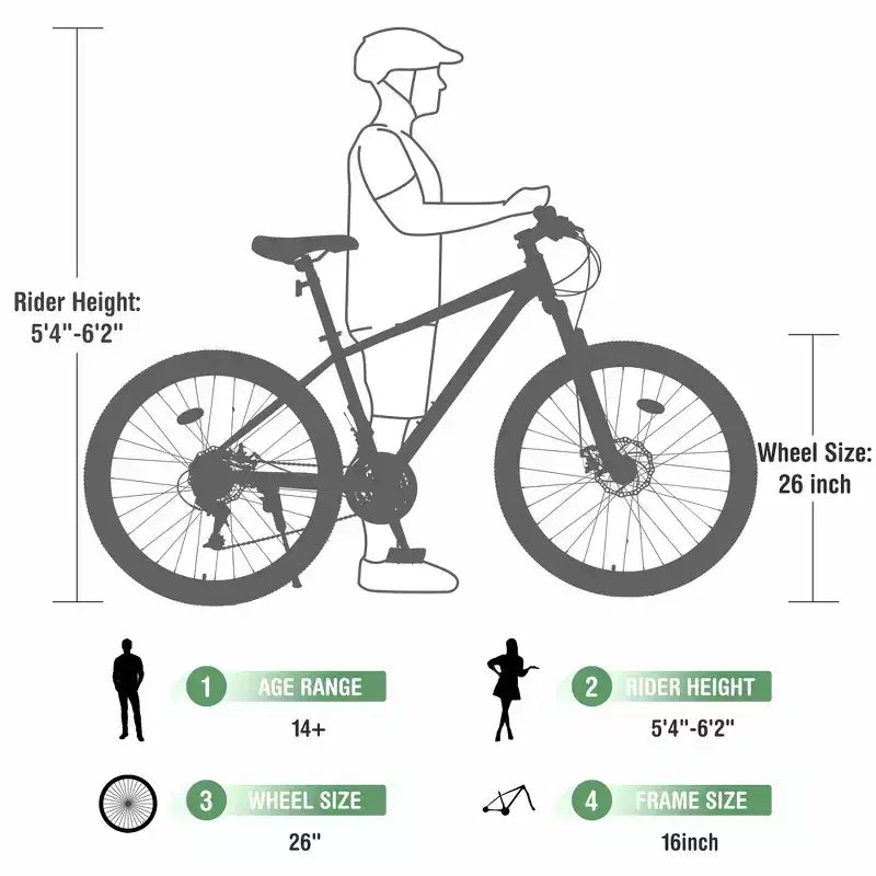 Whisen 26 Zoll Mountainbike mit Federung, 8-Gang-Kettenschaltung, KENDA-Reifen und doppelten Scheibenbremsen